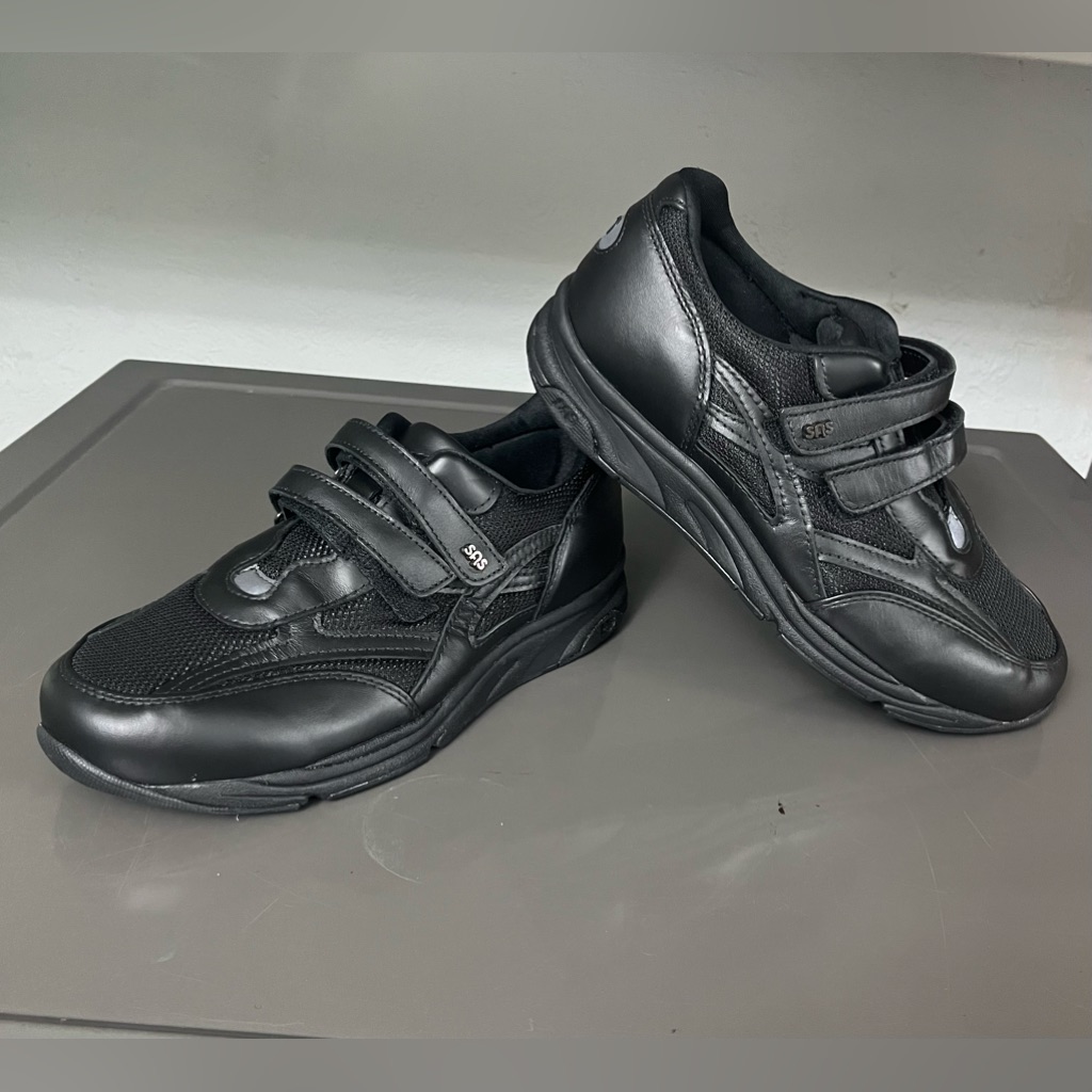 Sas Jv Womens Black Tripad 2-Strap Anti- Slip Comfort Sneakers Shoes Sz 8 1/2 W